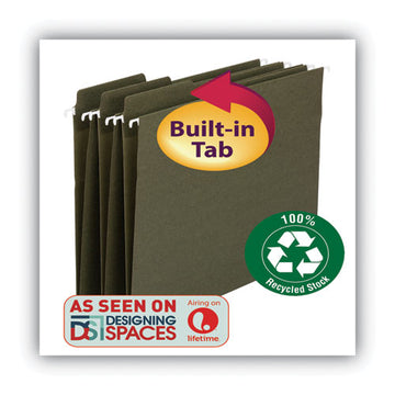 Smead® Fastab Hanging Folders, Letter Size, 1-3-cut Tab, Standard Green, 20-box freeshipping - TVN Wholesale